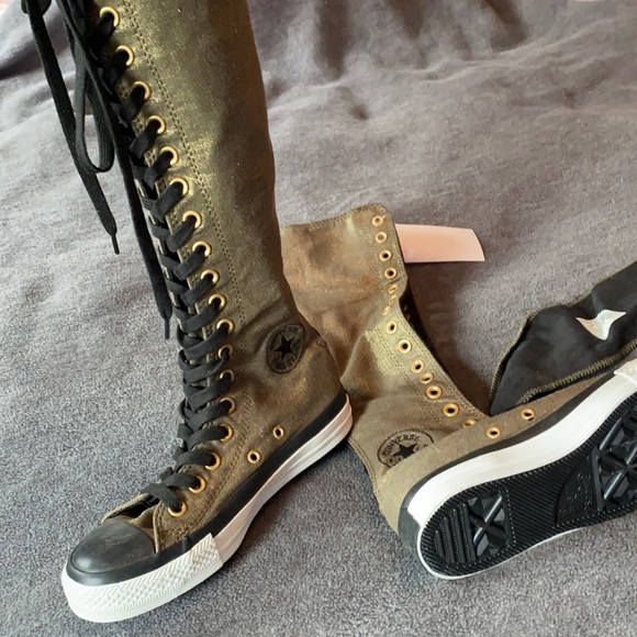 Converse Rare metallic to the knee lace up /zipper.  No longer knew with tags. - Picture 1 of 7